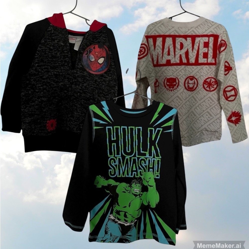 3 Disney Marvel Long Sleeve Tops • Bundle of 3 • Spider-Man Hulk etc
